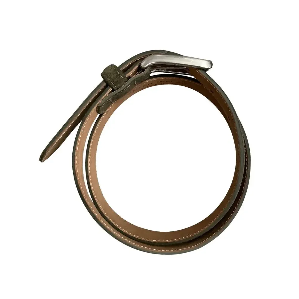 Peter Millar Excursionist Olive Green Velvety Suede Polished Silver Belt Size 32